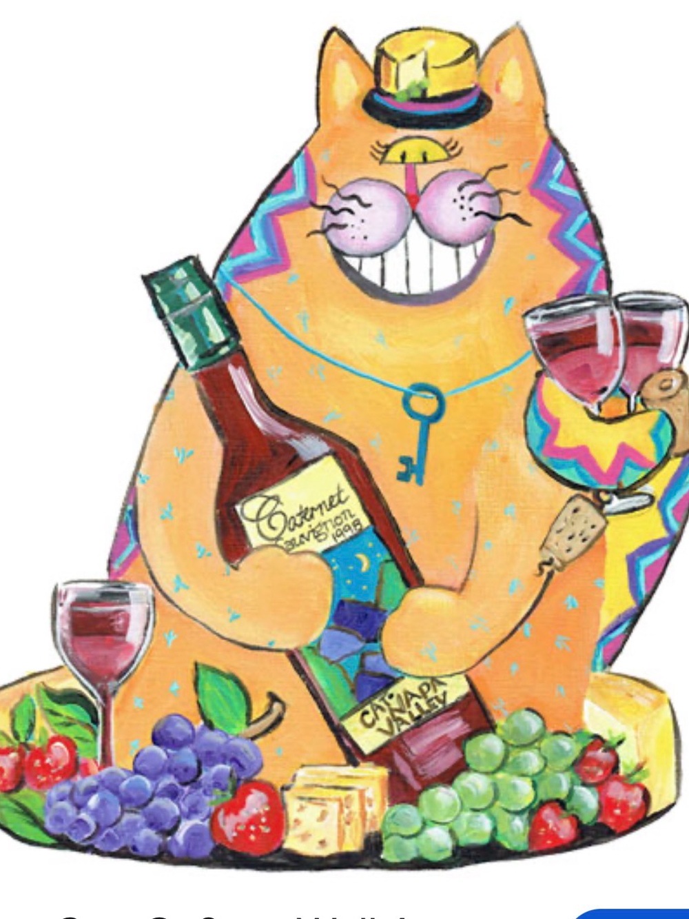 Wine Cat-O-Seur Wall Art Buggy Whip Studio Acrylic 10” X 8”